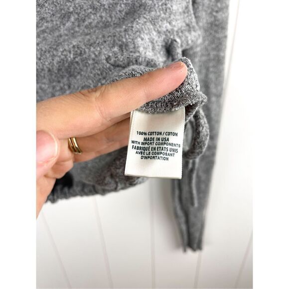 Cloth and Stone Cotton Elastic Tie Drawstring Bottom V Neck Long Sleeve Tee Size - Picture 4 of 8